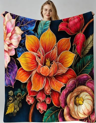Couverture polaire fleurs colorées pour des soirées cocooning - 2