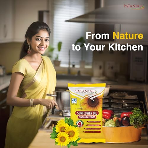 Image of Patanjali Fortified Sunflower Oil 750gm /770gm, Cold Pressed Cooking oil suitable for Cooking & Frying, Nutrient-Rich & Cholesterol Free Cooking Oil for Everyday Use