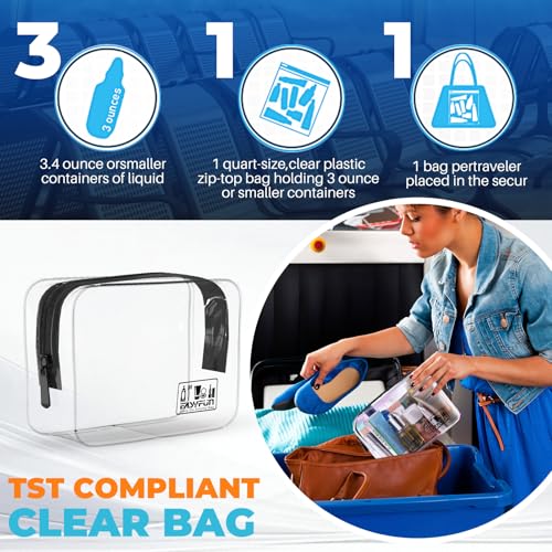 EASYFUN Toiletry Bag 2pcs TSA Approved Travel Clear Toiletry Bag for Men and Women Travel Accessories Quart Size Toiletries Cosmetic Pouch Makeup Bags - Thumbnail 2