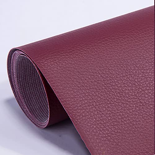 Tissu en cuir faux couleur vin rouge pour vos projets DIY et ateliers de sellerie maison - 2