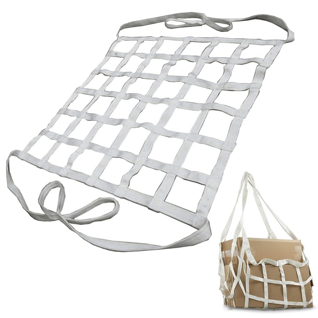 Genérico Bolsas de Red de Eslinga cuadradas de Alta Resistencia para elevación de Carga - Correas elásticas de poliéster de 4 m para Carga y Descarga de Barcos, Red Colgante Duradera para muelles y m