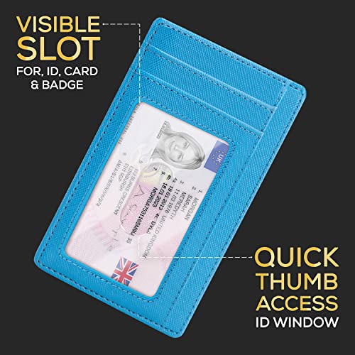 Portafoglio Uomo Slim - Piccolo Portafoglio Sottile Uomo Rfid - Porta Carte Di Credito Con Taschina Per Soldi E Confezione Regalo, Mini Portafogli Uomo E Donna, Card Holder Wallet - Blu Ceruleo - 6