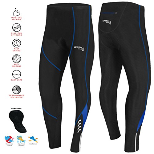 Brisk Bike - Mallas térmicas para Ciclismo para Hombre (Acolchadas), Hombre, Color Negro/Azul Modelo 2, tamaño Large