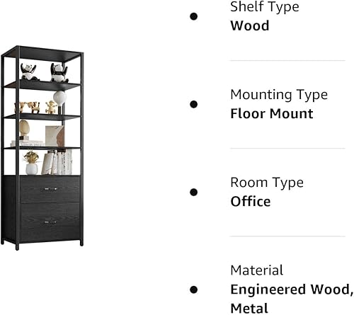 Miniatura 9 de IRONCK Estantería industrial con cajones de archivador, estantería de 71.6 pulgadas de alto, 5 niveles, almacenamiento independiente, organizador de