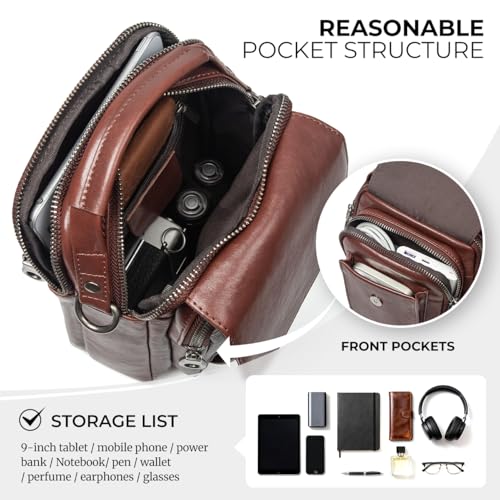 Image of Augus Genuine Leather Small Messenger Bag Crossbody
