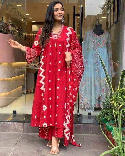 Image of Yashika Women Cotton Blend Floral Printed Kurta Plazzo Set with Dupatta Suitable For Every Indian Occasion