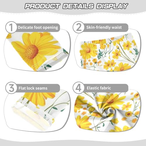 Wusikd Yellow Daisies Girls' Leggings Toddler Doodles Marigolds Kids Yoga Pants Dance Active Tights 4T3