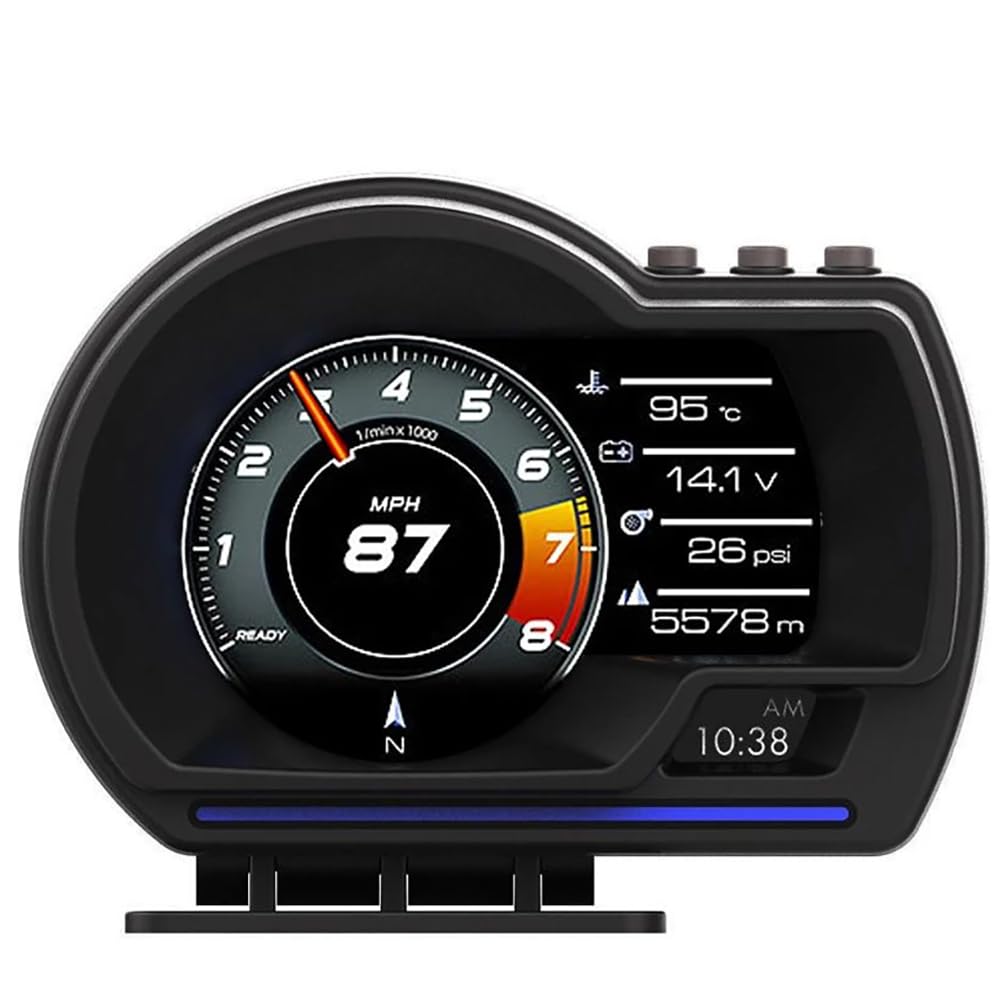 Samochodowy wyświetlacz Heads Up, poziomy wyświetlacz pojazdu, OBD2 + GPS, z regulowanym uchwytem, prędkością, prędkością obrotową, wielojęzycznym wyświetlaczem, do wszystkich pojazdów