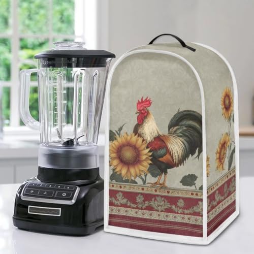 Image of Boho Sunflower Rooster Blender Cover for Kitchen Appliance Dust Cover for Food Processor,Stand Mixer,Coffee Maker,Juicer,Dustproof,Machine Washable