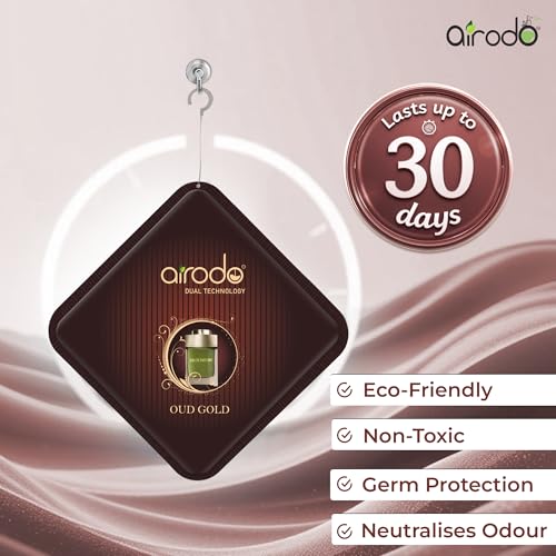 Image of Airodo Oud Gold Luxury Gel Air Freshener with Dual Technology For Living Room, Office, Car, Bathroom | Lasts up to 30 days | Easy to Use, Non-Spill & Long-Lasting| 10g (Pack of 1)