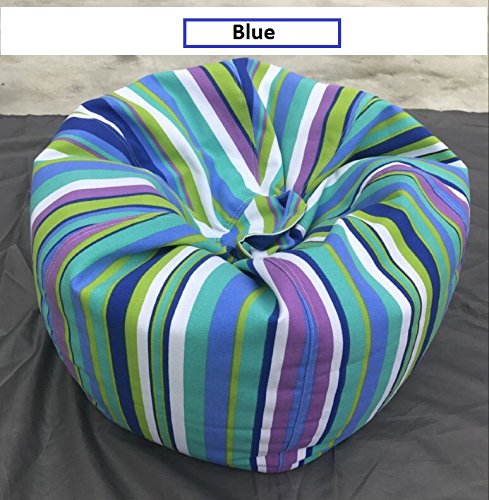 Zamyy Stuffed Animal Bean Bag Cover Extreme Sturdiness Premium Quality Colorful Striped Canvas Fabric Large Storage Capacity for Soft Toys,Towels,Extra Sheets,Clothes (Blue) Smart Mother's Gift idea