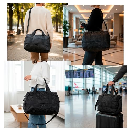 Image of Storite Polyester Duffle Bag with Shoe Compartment, Black, 34x23x43cm | Water Resistant, Lightweight, Large Capacity, Spacious Storage, Travel, Gym, Sports, Weekend Trips