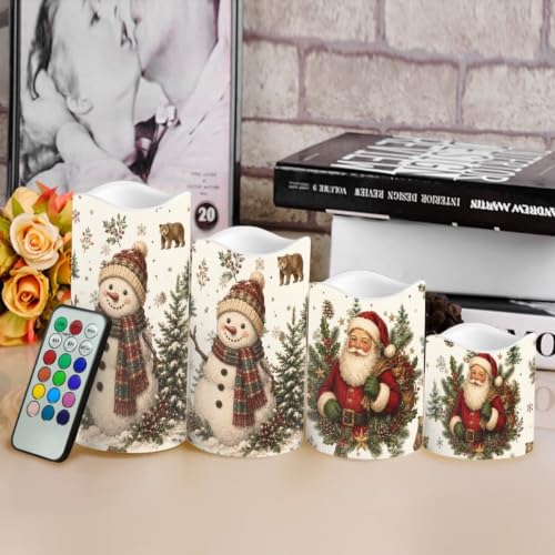 Image of Santa Snowman Flameless Battery Operated Lamp with Remote