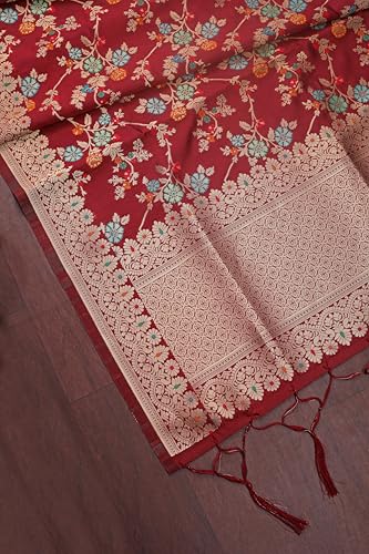 Image of DEVANGI Women's Woven Banarasi Silk Dupatta /Chunni For Women, Floral Print 1 Meter Wide and 2.3 Meter Length Printed Designer Dupatta /Chunni For Girls