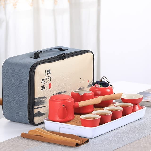 Przenośny ceramiczny zestaw do herbaty chińska herbata kung fu czajniczek podróżny na zewnątrz herbata filiżanka do herbaty z torbą kubek do herbaty ceremonia herbaty kubki na prezent