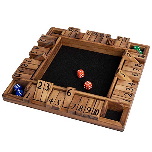 ROPODA 4 Way Shut The Box Dice Game Wooden (2-4 Players) for Kids