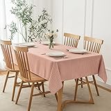 maxmill Rectangle Checkered Tablecloth Waterproof Spillproof Wrinkle Resistant Buffalo Plaid Heavy Weight Table Cloth Gingham Table Cover for Outdoor and Indoor Use, 52 x 70 Inch Rust White