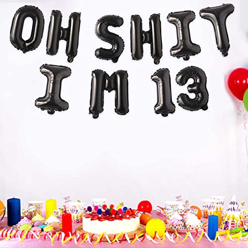 Image of Oh I'm 13! Latex Balloons 16 Inch Black Hallo Thirteen Cheers to 13 Years Old Theme Decor for Man Woman Happy 13th Birthday Party Photo Studio Prop Flag Decorations Favors Supplies