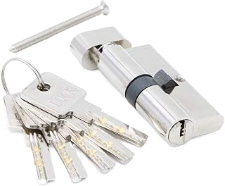 Tubular Lock Pick High Security Thumb Turn Cylinder Lock,Door Barrel Lock,Door Hardware 60 70 80 90mm Security Copper Door Interior Bedroom Living Lock Handle Brass Key Locking (Color : Dc 90mm)
