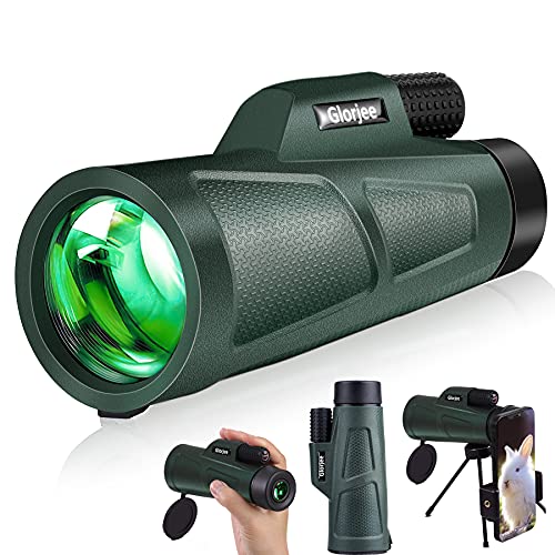 Monocular Telescope, 12X55 High Power HD Monocular with Smartphone Holder Tripod Waterproof Night Vision and Clear Prism Dual Focus, Hunting Travelling Wildlife Bird Watching Gifts
