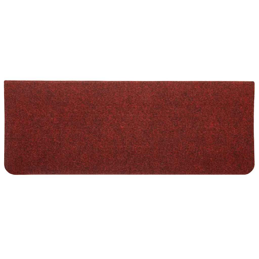 Stufenmatten Selbstklebend 15 Stück 65x24.5x3.5 cm Rot Treppenstufen Matten, Teppich Innen für Treppen, rutschfest Stufenmatten Treppenteppich