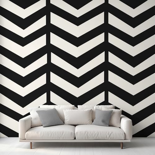 Fresque murale intissé géométrique noir blanc L366 x H254 cm - 3