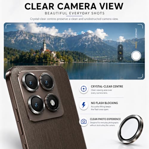 Image of ArmourPro Camera Rings Tempered Glass for Motorola Edge 70 Pro Plus, Tough HD Individual Aluminum Alloy Rings 9H Camera Cover, Scratch-Resistant,Camera Lens Protection| Black, 1 Pack