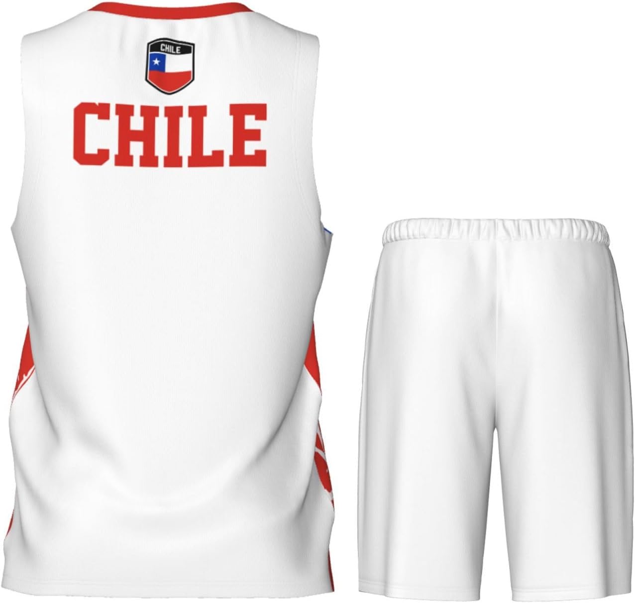 Chile Flag Grain (3) Basketball Jersey Uniform Suit for Men Adults Training Athletic Set