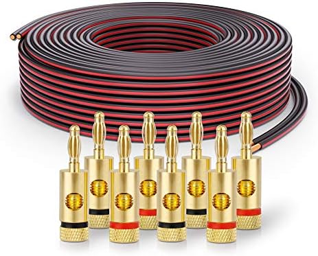 PureLink Kabel głośnikowy OFC 2 x 2,50 mm² (0,20 mm), 20 m, czarny, zestaw z 8 wtyczkami bananowymi