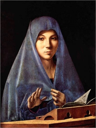 Stampa su Tela 30 x 40 cm: Mary of The Annunciation di Antonello da Messina - Poster Pronti, Foto su Telaio, Foto su Vera Tela, Stampa su Tela