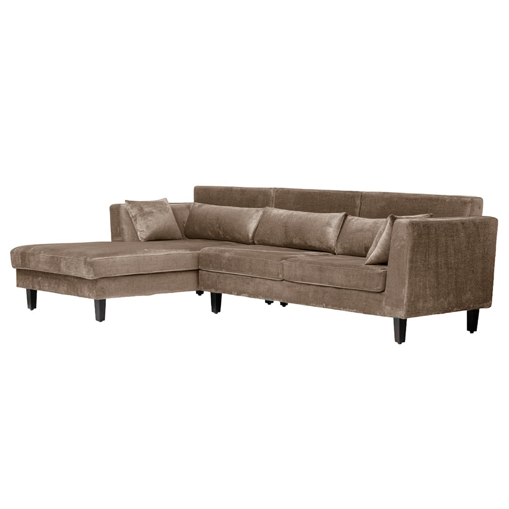 Wakefit Sofa Set | 3 Year Warranty | Sofa 3 Seater, 3 Seater Sofa for Living Room, Wooden Sofa Set, 3 Seater + Left Aligned, Sofa for Living Room - Barcelona(Reflection : Mocha Brown)