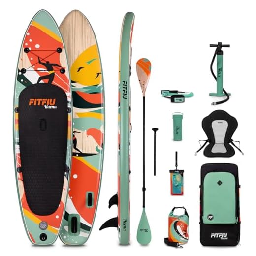 FITFIU Fitness HAENA – Tabla Paddle Surf Hinchable con Kit Completo, Tabla Sup con Doble Remo Ajustable, Bomba infladora, 3 Aletas + Accesorios, Tabla de Stand Up Paddling 320x81x15cm