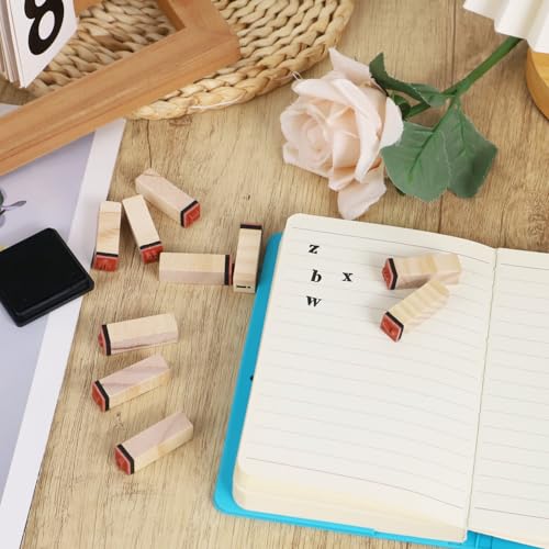 Koqye Alphabet Stamps Set - 40Pcs Wooden Letter Stamps with Ink Pad for Crafting, Decorative Rubber Stamps Kit with Storage Box DIY Card Making Supplies (Letter Stamps) - Thumbnail 5