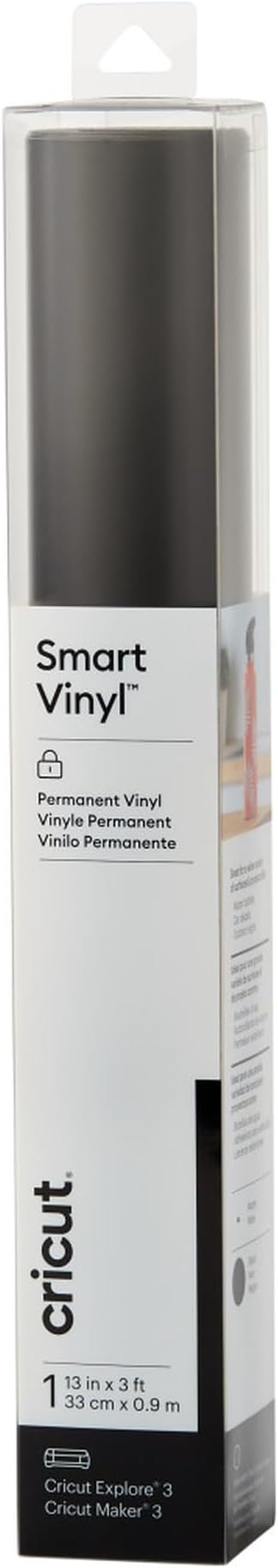 Smart Vinyl Permanent | 1 Sheet | 33cm x 0.9m | Black, (3ft)