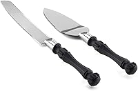 Vista 8 de Homi styles Juego de 2 cuchillos y servidores negros para tartas, cortador de pasteles y espátula, servidor de pasteles y cuchillos con agarre