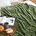 MIULEE Moss Green Throw Blanket 3D Ribbed Jacquard Fleece Flannel Velvet Plush Decorative Bed Blanket (Throw, 50