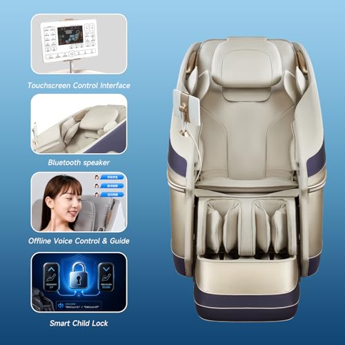 Image of ROTAI R-RELX Luxury 3D Massage Chair | 19 Auto Programs | Zero Gravity Recliner | 7 inch Touchscreen Controller | Bluetooth Speakers | Smart Voice Control | Child Lock & Sleep Mode (Blue)