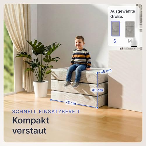 gurkler® Komfort Klappmatratze 75 x 195 x 15 cm - Memory Foam - Gästebett und Faltmatratze als Gästematratze - Bequem & waschbar – Ansicht 3