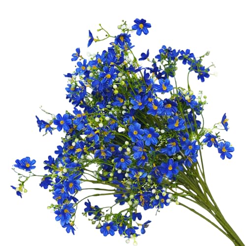 DODXIAOBEUL Lot de 8 fleurs artificielles en soie avec longues tiges pour grand vase de 66,4 cm, bouquet de fleurs artificielles bleues résistantes aux UV,...