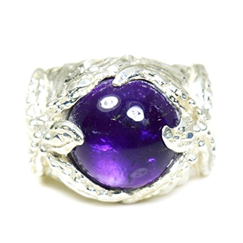 Bague améthyste violette fait main en argent, le cadeau d'anniversaire idéal
