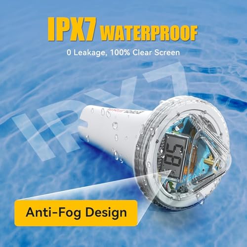 Image of BaldrTherm Pool Thermometer Digital Swimming Floating Easy Read, Anti-Fog 360 Reading, IPX7 Water Temperature Monitor for Hot Tub /Ice Bath /Swimming Pool /SPA /Aquarium /Pond