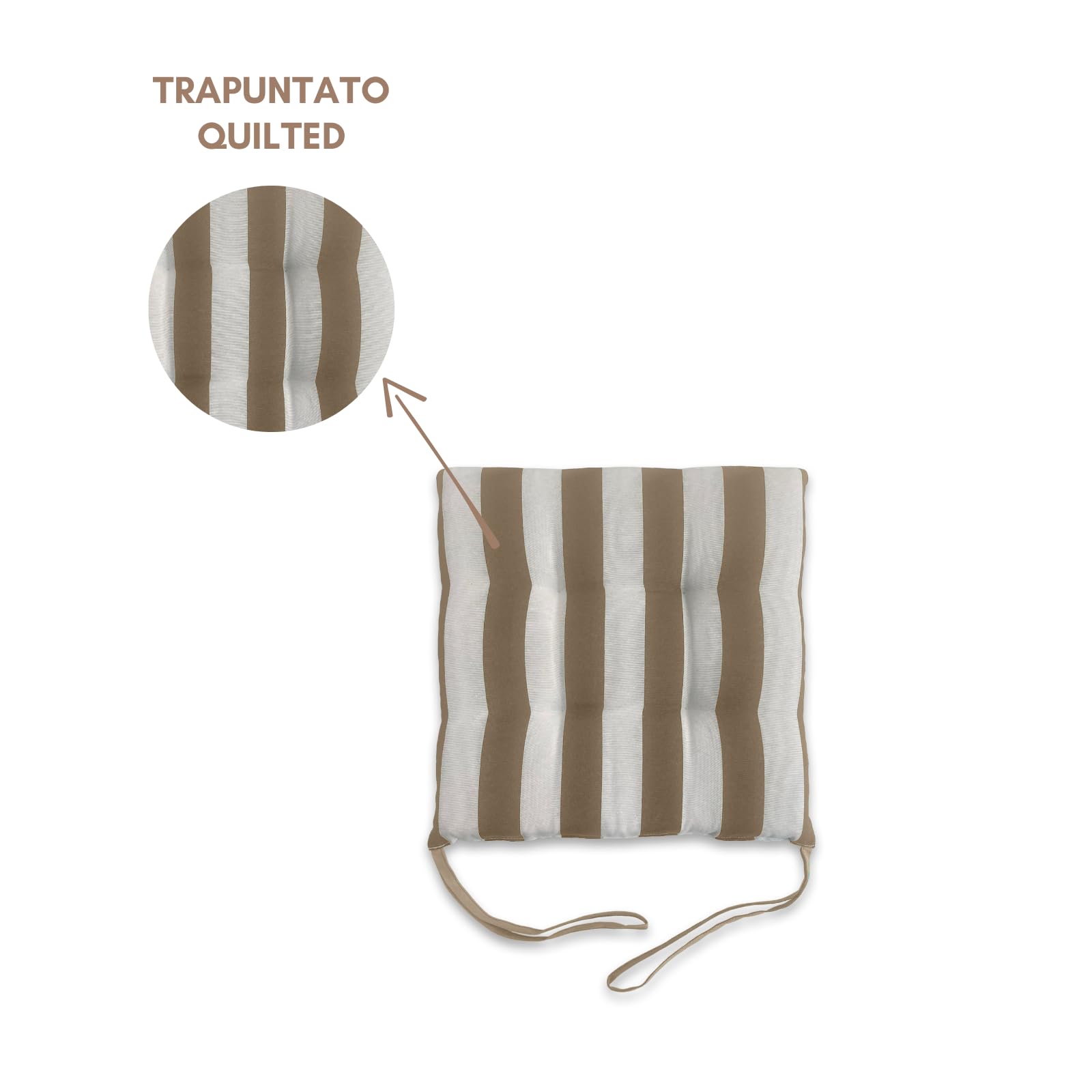 Il Tuo Artigiano Design Set mit 6 Kissen für Gartenstühle, hergestellt in Italien, Küchenstuhlkissen, 40 x 40 cm, Füllung aus Schaumstoff und weichem Acryl (weiß und beige)