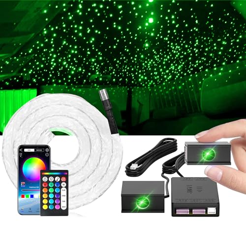 Juego de 800 luces de estrella RGBW de fibra óptica de 0.04 pulgadas y 5 pies para coche con 4 cabezales de luz, mini motor de 16 W, fácil de ocultar, cableado flexible, aplicación/control remoto para