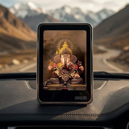 Image of Car Dashboard God Digital Frame Both Side with 16 Different Colors and Adjustable Brightness- Size 4.5 inchx3.3 inch | Shrimant Dagdusheth Ganpati and Lalbaugcha Raja