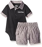 Calvin Klein Baby Boys' Interlock Bodysuit with Woven Shorts