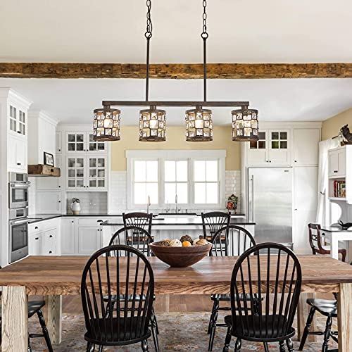 Ireliare 4-Light Dining Room Chandelier Light Fxiture, Kitchen Island Lighting With Oil Rubbed Bronze Finish, Linear Pendant Lighting For Kitchen #TOP4