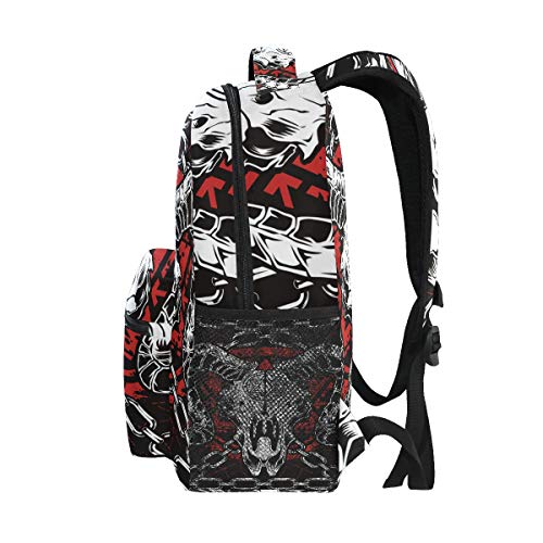 Devil Skull Baphomet Satanic Pentagram Backpacks School Book Bag Travel Hiking Camping Daypack4