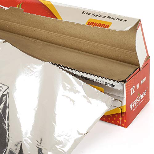 Image of Freshee 105000sqcm Aluminium Silver Kitchen Foil Roll Paper Pack of 4|Disposable Food wrap for Fresh Food