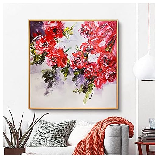 Oljemålning För Vardagsrum - Abstrakt Färgrik Blommakonst För Vardagsrum Sovrum Kök Kök Korridor Stor Dekor Gåva Väggkonst Ramlös Bilddekoration Kvadratisk Singel, 60X60 Cm Unframed