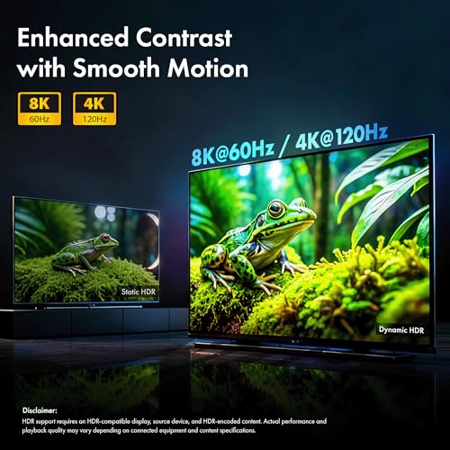 Image of HDMI Cable V2.1 with Ethernet, 8k@60Hz, 4K@120Hz UHD Resolution, 5 Meters, 48 Gbps transmission Ultra high Speed, HDR /HDR10 /Dolby Vision,Dolby Atmos and DTS:X, Compatible with all HDMI Devices